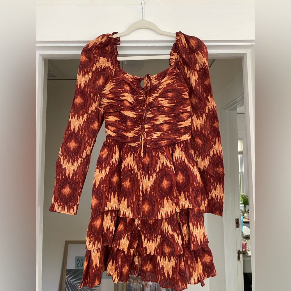 House of Harlow 1960 Size S Burgundy Ikat Print Dress
